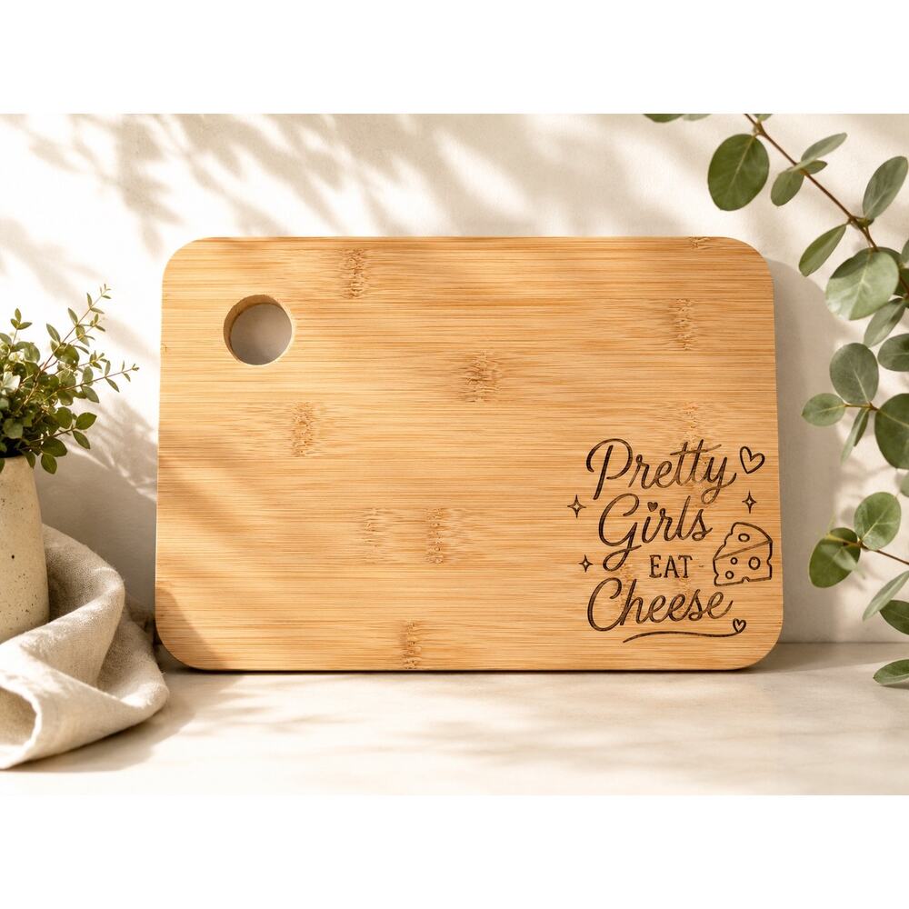 Cute, Funny Cutting Boards, Pretty Girls Eat Cheese - 9x6